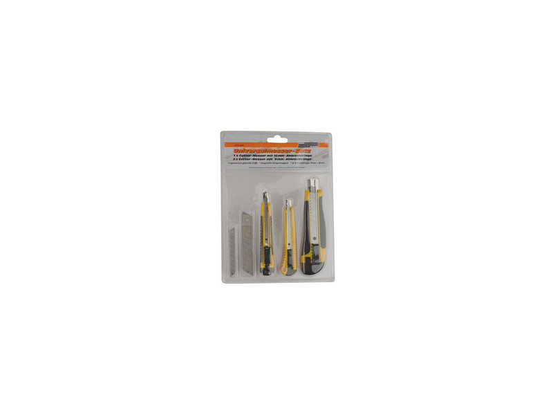 BRÜDER MANNESMANN Kit de cutters, 3 pièces, noir / jaune