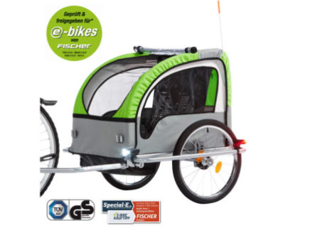 FISCHER Remorque de vélo pour enfants Komfort, noir / vert