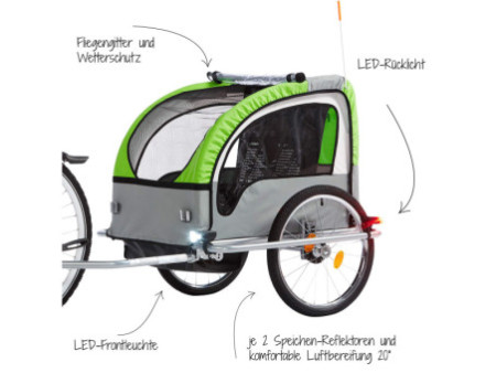 FISCHER Remorque de vélo pour enfants Komfort, noir / vert