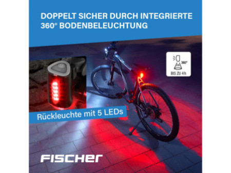 FISCHER Feu arrière de vélo sur batterie TWIN, éclairage sol