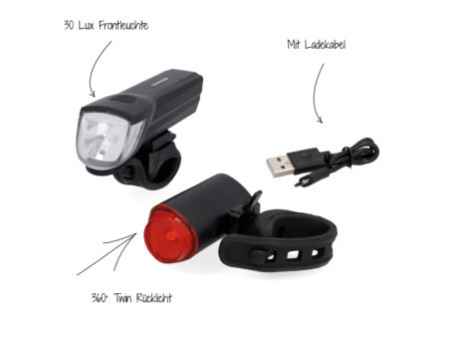 FISCHER Kit d'éclairage LED batterie USB TWIN, 30 Lux