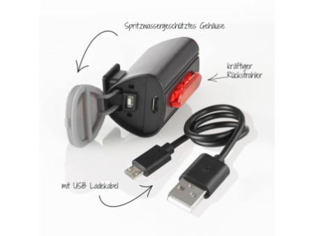 FISCHER Kit d'éclairage LED batterie USB TWIN, 30 Lux