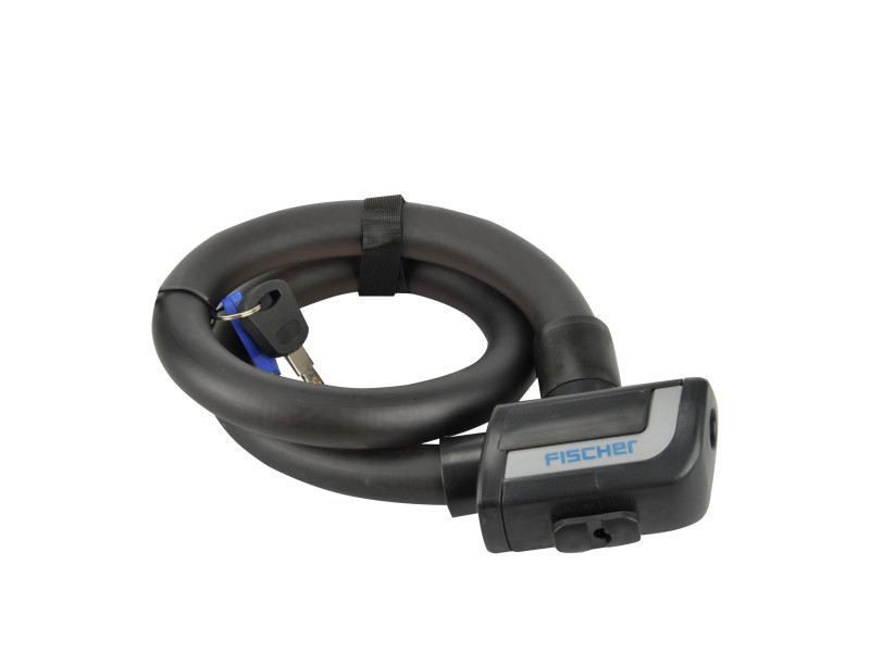 FISCHER Câble antivol pour vélo, longueur : 850 mm, noir