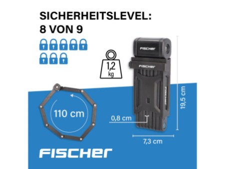 FISCHER Cadenas pliable pour vélo XL avec support