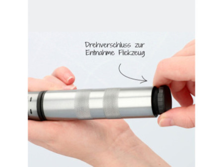 FISCHER Mini pompe à air pour vélo ALU, boîte de rustines