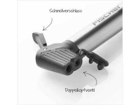 FISCHER Mini pompe à air pour vélo ALU, boîte de rustines
