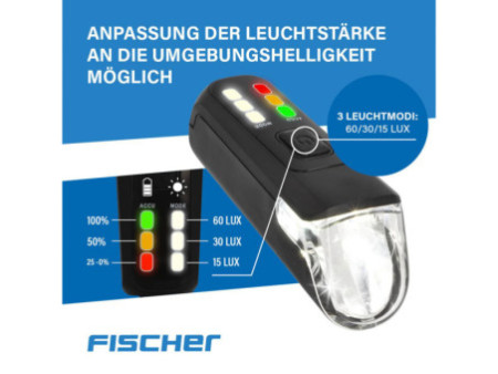 FISCHER Kit d'éclairage LED USB pour vélo TWIN, rechargeable