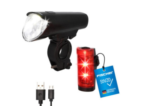FISCHER Kit d'éclairage LED pour vélo, 45 lux