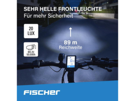 FISCHER Kit d'éclairage LED pour vélo, à piles, 20 lux
