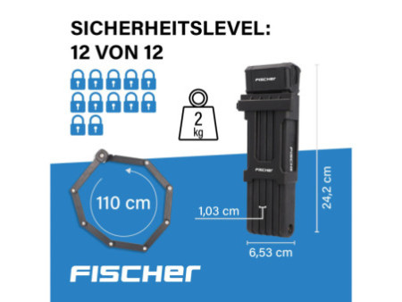 FISCHER Antivol pliable pour vélo PROTEC PLUS+ FK110