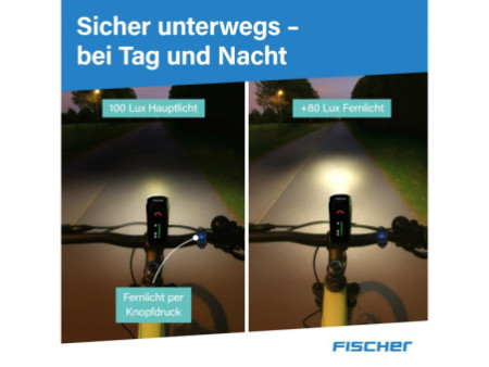FISCHER Feu avant LED pour vélo, avec pleins phares, 100 lux