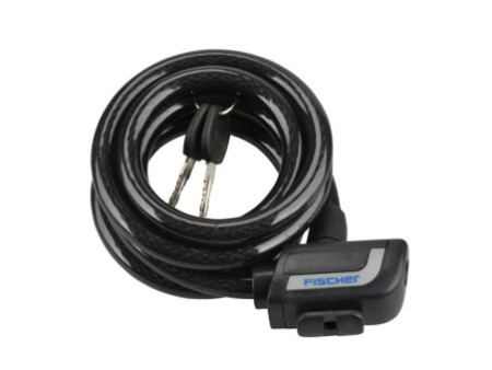 FISCHER Câble antivol pour vélo, longueur: 1.800 mm, noir