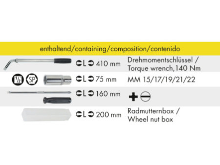 HEYTEC Kit de démontage de roues, équipé, 8 pièces