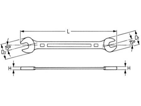HEYTEC Clé à fourches, 30 x 32 mm, longueur: 302 mm