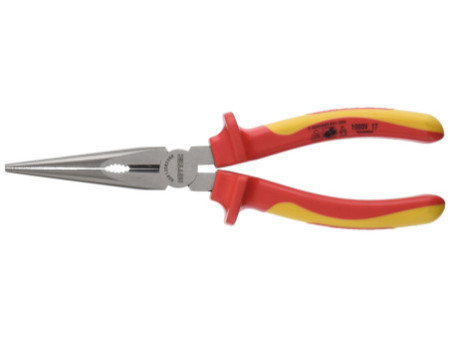 HEYTEC Pince à becs demi-ronds VDE, droite, rouge / jaune