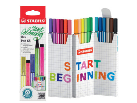 STABILO Feutre Pen 68, set zigzag de 18 pièces