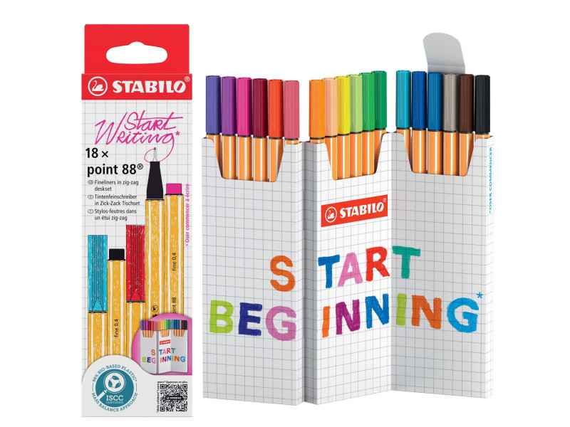 STABILO Feutre fin point 88, set zigzag de 18 pièces