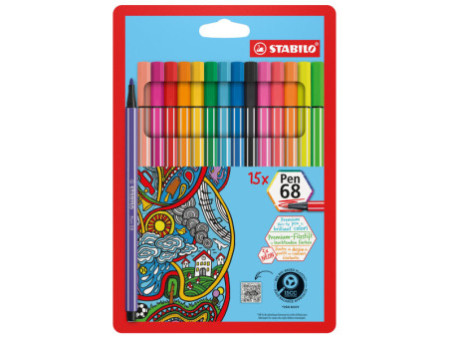 STABILO Feutre Pen 68, étui en carton de 15