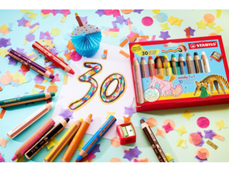 STABILO Crayon multi-talents woody 3 en 1, étui de 10 30 ans