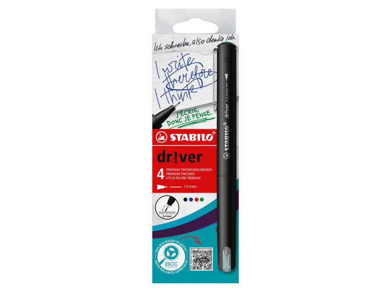 STABILO Feutre d'écriture dr!ver, fin, étui carton de 4