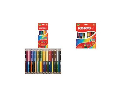 Kores Crayons de couleur 'DUO', étui carton de 12 + taille-