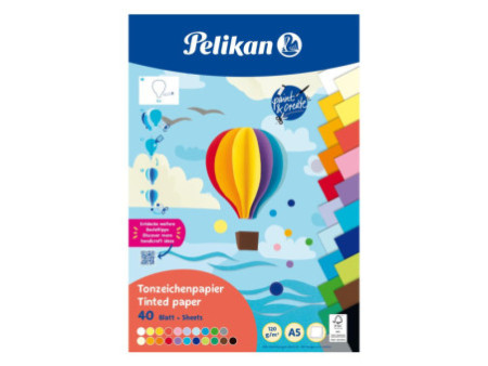 Pelikan Bloc de papier de couleur, A5, 40 feuilles, assorti