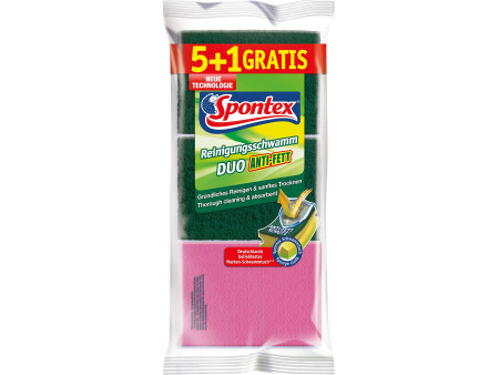 Spontex Éponge Duo Anti-Gras, 5+1 GRATUIT