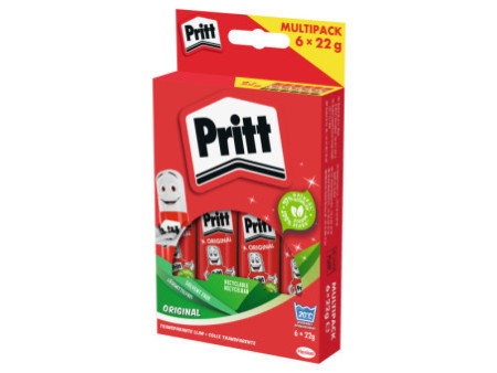 Pritt Bâton de colle 6 x 22 g, en multipack, sans solvant