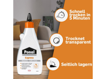 Ponal Colla à bois Express, sans solvant, tube de 550 g