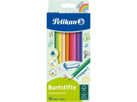 Pelikan Crayons de couleur triangulaires minces, étui en