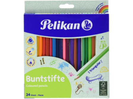 Pelikan Crayons de couleur triangulaire minces, étui en