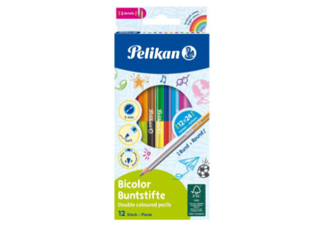Pelikan Crayons de couleur Bicolor, rond, étui en carton de
