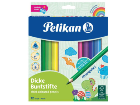 Pelikan Crayons de couleur triangulaires Jumbo, étui en