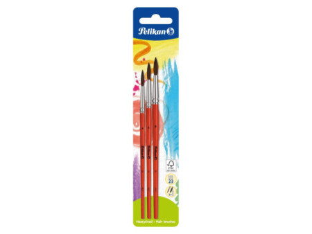 Pelikan Set de pinceaux à poils fins, 3 pièces, assorti