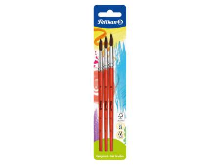Pelikan Set de pinceaux à poils fins, 3 pièces, assorti