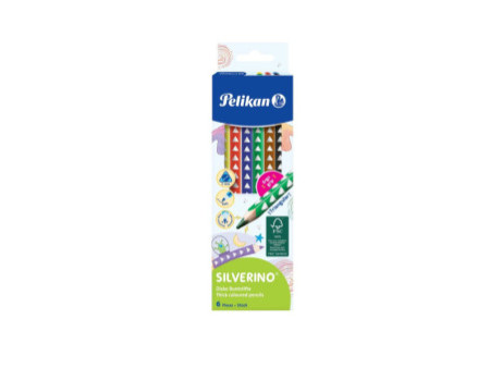 Pelikan Crayon de couleur triangulaire SILVERINO gros, étui