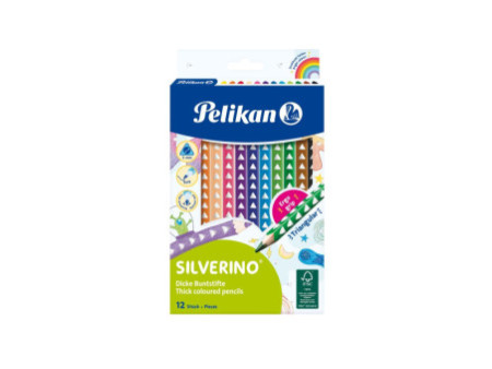 Pelikan Crayon de couleur triangulaire SILVERINO gros, étui