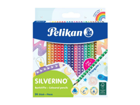 Pelikan Crayon de couleur triangulaire SILVERINO fin, étui