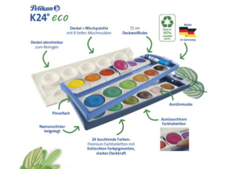 Pelikan Boîte de peinture K24 eco, 24 couleurs
