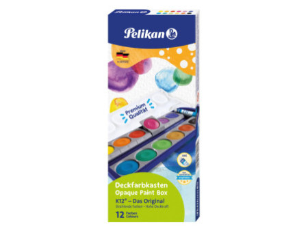 Pelikan Boîte de peinture standard d'école K12, 12 couleurs