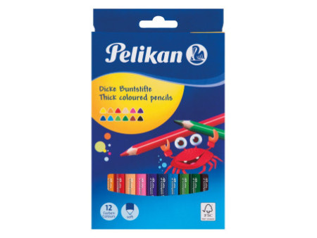 Pelikan Crayons de couleur épais, étui en carton de 12