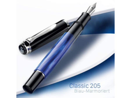 Pelikan Stylo plume M 205, bleu marbré, EF