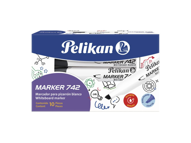 Pelikan Marqueur à tableau blanc 742, pointe biseautée, noir