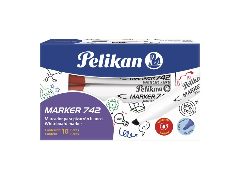 Pelikan Marqueur à tableau blanc 742, pointe biseautée,rouge