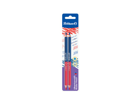 Pelikan Crayon bicolore fin, rouge/bleu, carte blister de 2