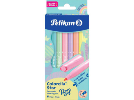 Pelikan Feutre colorella star pastel, étui carton de 6