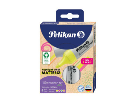 Pelikan Surligneur 490 eco, étui de 4, couleurs fluo