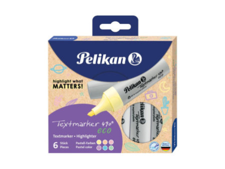 Pelikan Surligneur 490 eco, étui de 6, couleurs pastel