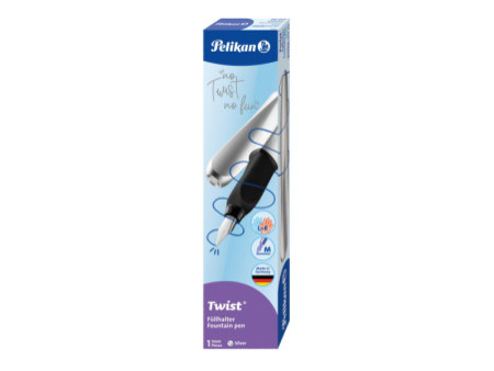 Pelikan Twist stylo plume, argent/noir
