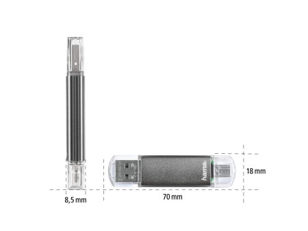 hama Clé USB 2.0 'Laeta Twin', 128 GB, gris